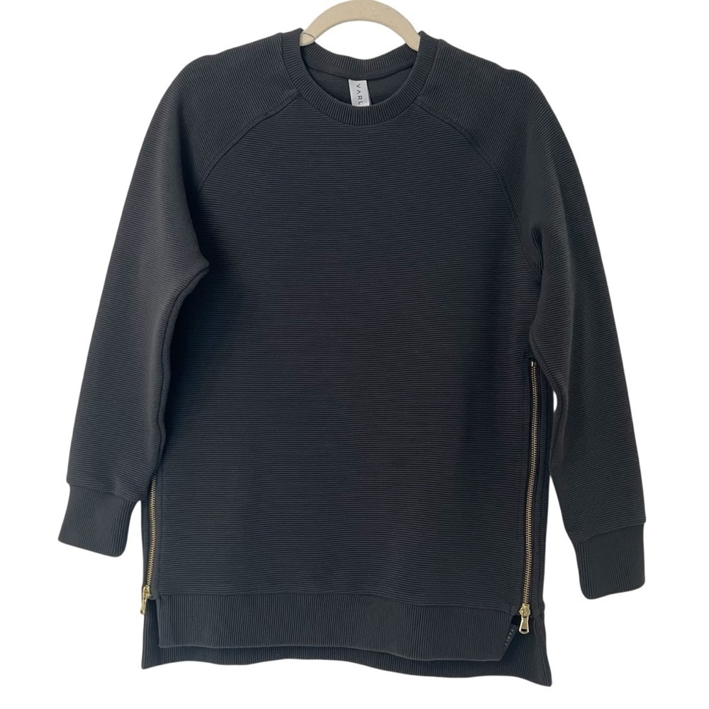 Varley Manning Raglan Pullover Sweatshirt Black XS Athleisure Minimalist Cozy